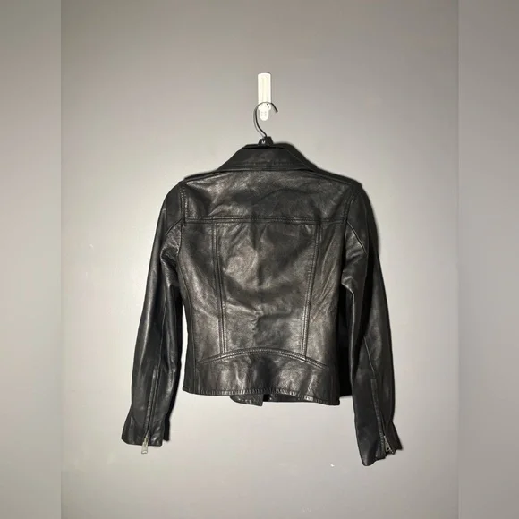 Allsaints Dalby Lamb Leather Moto Jacket Women’s Size 2 - Picture 3 of 8